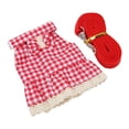 thumbnail image 2 of Conjunto de arnés con correa de conejo, vestido de conejito cómodo, suave y ajustable con cuerda de tracción para caminar diariamente con animales pequeños S, cuadros rojos, 2 of 12