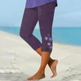 thumbnail image 5 of Women's Casual Pants Women'S Fashion Casual Floral Print High Waist Elastic Capri Pants Leggings,Purple Women's Casual Pants XL, 5 of 7