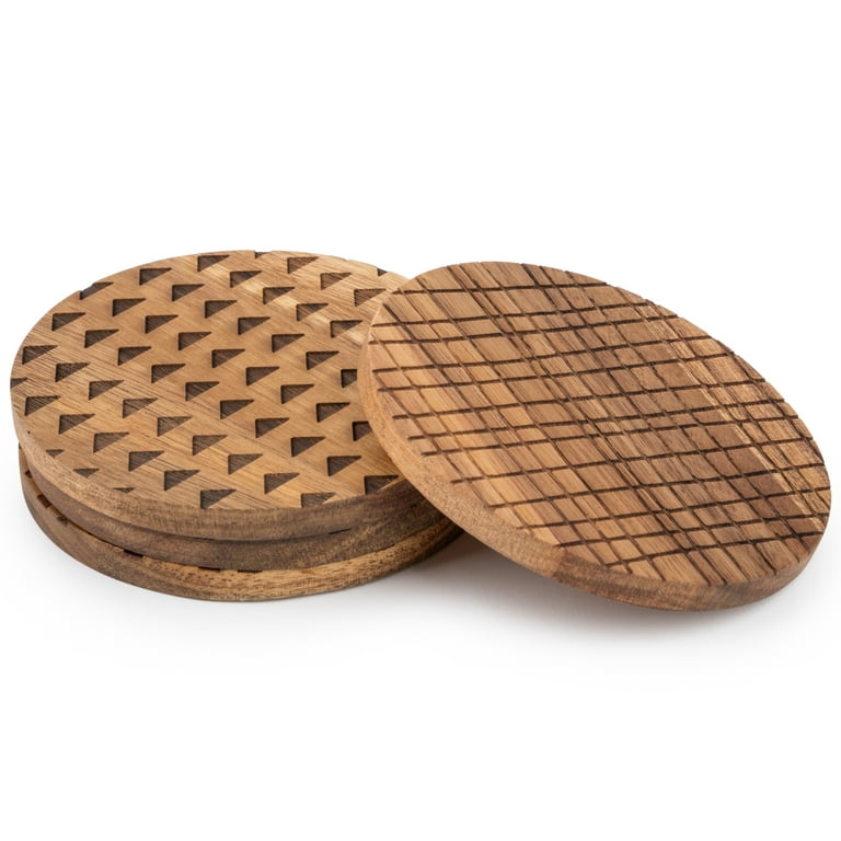 Thyme & Table Acacia Wood Coasters, 4-Piece Set, Brown