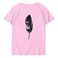 thumbnail image 3 of Women's Fashion Casual Spring/Summer Round Neck 3d Feather Print Short Sleeve T Shirt Top Long Sleeve T Shirt Tee Lightweight T Shirts Women Womens Swim Shirts for Women with Sleeves Summer Tee, 3 of 3