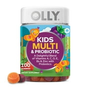 OLLY Kids Multivitamin & Probiotic Gummy, Daily Digestive Supplement, Zinc, Berry Flavor, 100 Ct
