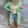 thumbnail image 2 of Manteau pour Dames Automne Hiver Manches Longues Tricoté Manteau Ouvert devant Cardigan Mi-Long Chaud Couleur Unie Mode Manteau Extérieur Trench Col Rond, 2 of 6