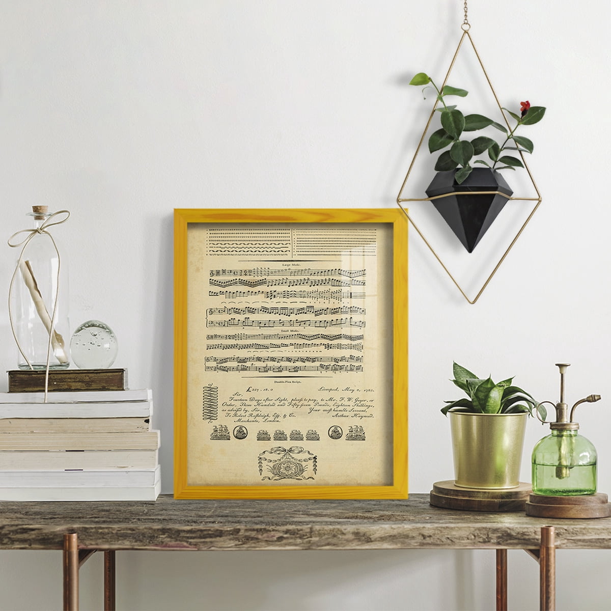 Deckled Encyclopediae V (AS) -Framed Print w/glass-Sunflower Yellow