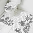thumbnail image 3 of Palm Trees Bath Mat 3 Piece Bathroom Rug Set, Black Grey Tropical Plants Summer Forest Non Slip Bath Rug Contour Mat and Toilet Lid Cover, Absorbent Shower Mats Soft Bath Rugs and Mats Sets, 3 of 8