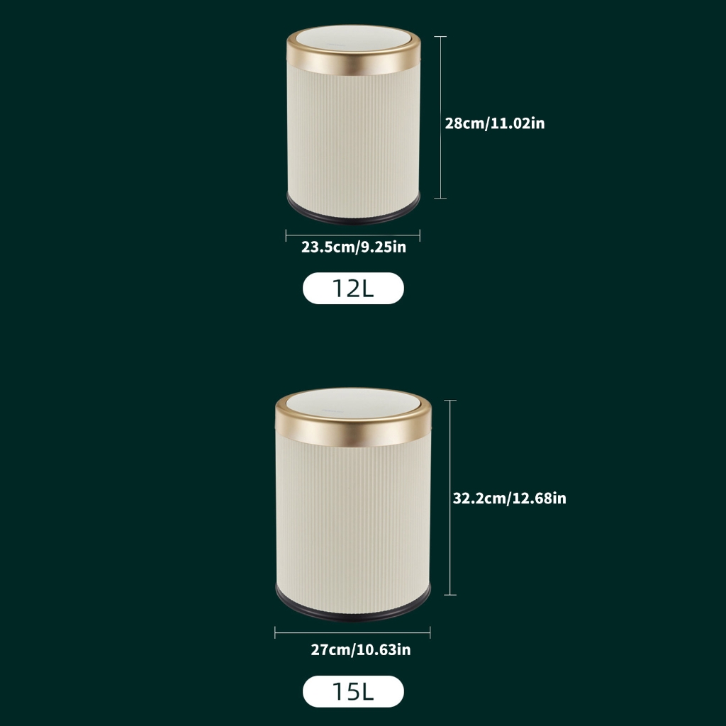 Round Flips Top Waste Bin Container Fashion Wastbasket Trash Can for Home Office