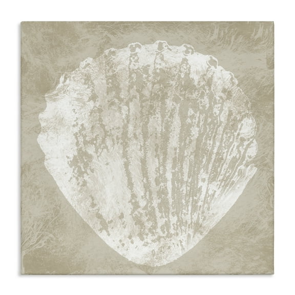 Stupell Industries Rustic Distressed Seashell Nautical & Beach Painting Wrapped Canvas Art Print Wall Art, 17 x 17