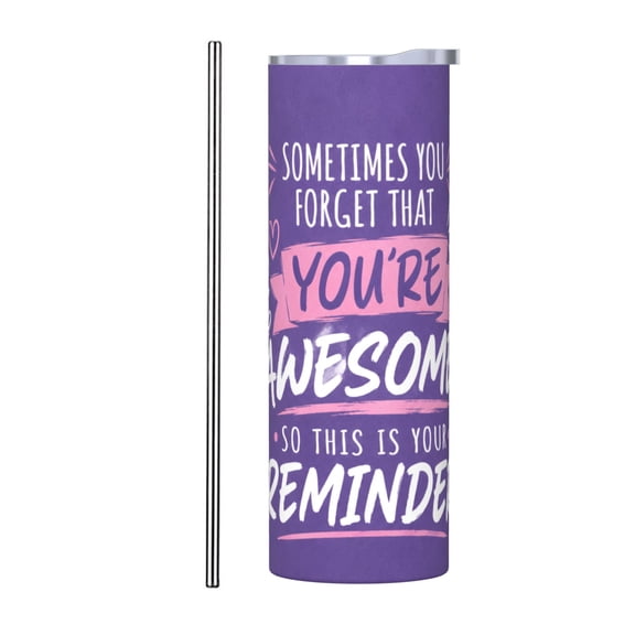 20oz You Are Awesome Inspirational Tumbler with Handle Stainless Steel Insulated Travel Coffee Cup Gift with Stainless Steel Straw