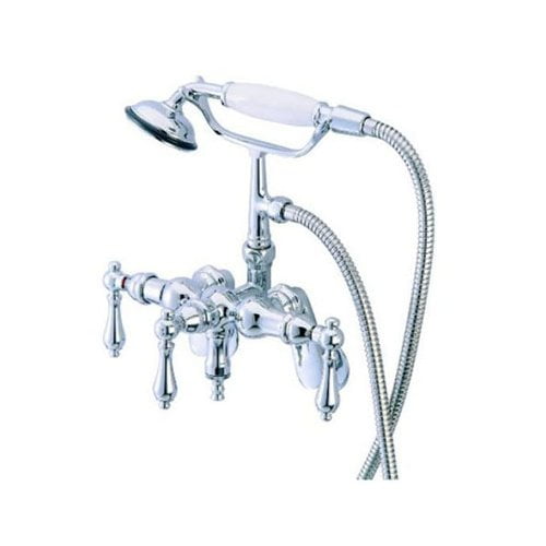 Elements Of Design Hot Springs Three Handle Wall Mount Clawfoot Tub Faucet With Hand Shower Walmart Com Walmart Com
