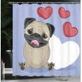 thumbnail image 4 of Ambesonne Pug Shower Curtain, Happy Dog with Hearts, 69"Wx84"L, Pale Brown Red, 4 of 5