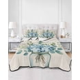 thumbnail image 3 of Teal Spring Floral Twin XL Size Down Alternative Comforter, Lightweight Comforter Quilt Bedding Set with Pillow Shams Watercolor Summer Flowers Vintage All Seasons Bed Comforter Duvet Insert 68"x98", 3 of 7