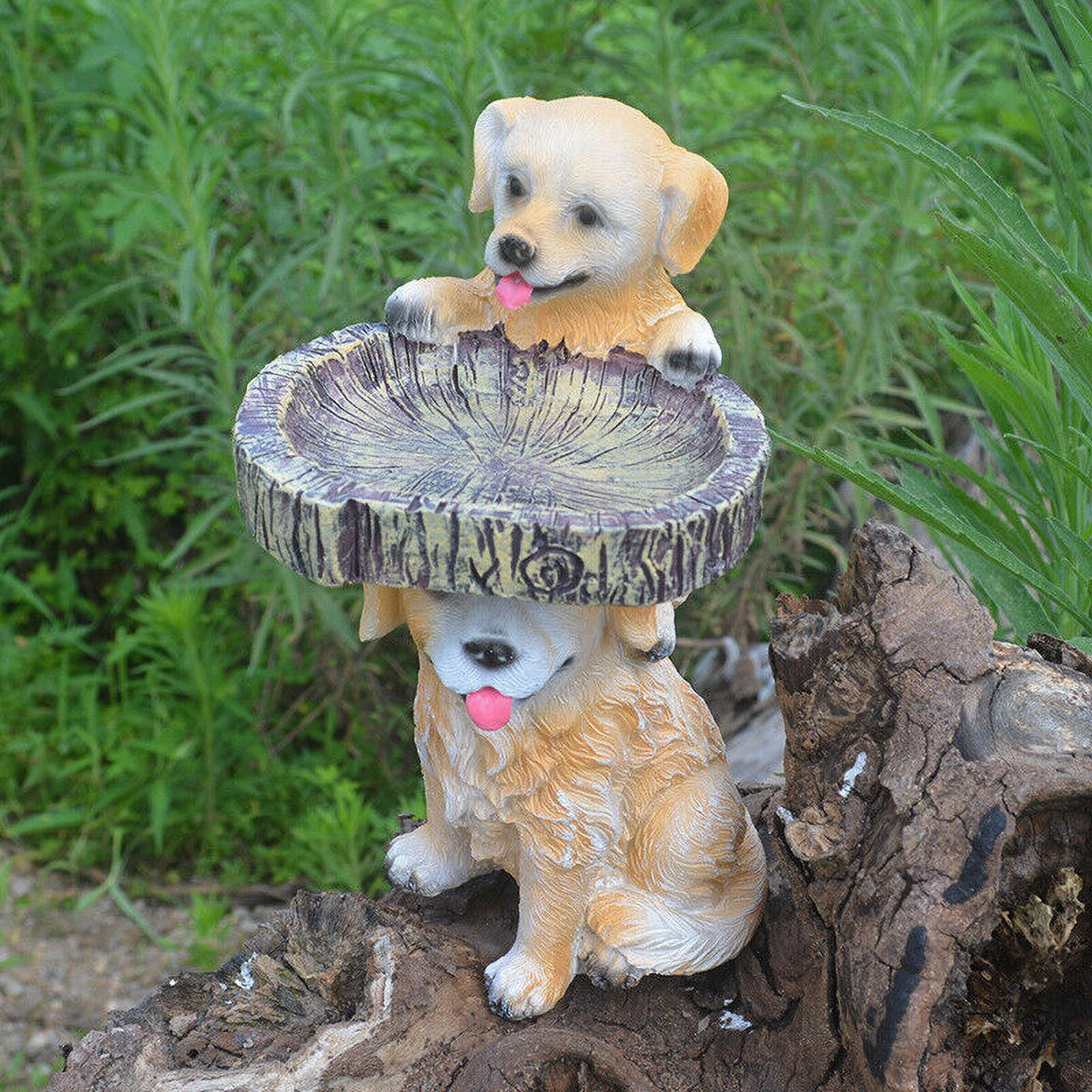 Resin Tree Dog Garden Bird Feeder for Outside Ornament Bird Bath Home Yard Outdoor Decoration