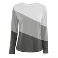 thumbnail image 4 of Women Fall Fashion Clothes 2023 Long Sleeve Shirts Color Block Patchwork Casual Lightweight Crewneck Pullover Blouse Womens Clothes, 4 of 5