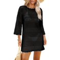 thumbnail image 1 of Traje de baño con capucha SAMPEEL vestido negro de ganchillo para mujer, 1 of 6