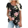 thumbnail image 2 of Fiudx Ofertas Relámpago Camiseta Holgada de Manga Corta Plisada Estampada para Mujer, 2 of 5
