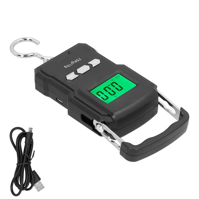 Digital Hanging Scale, 75kg Portable Electronic Crane Scale Built In Backlit LCD Display & 1m Tape Measure, Multifunctional Fishing Scale For Farm, Fishing, Express Delivery