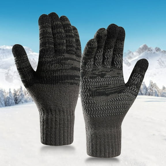 Winter Gray Upgraded Touch-Screen Anti-Slip Gloves Elastic Thermal Soft Knit Lining For Men Women