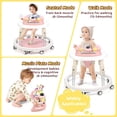 thumbnail image 5 of PRVAETU Foldable Baby Walker Activity Center W/ Music Toy,Wheels,Height Adjustable,Foot Pad for 6-18 Months Babies Infant Boys Girls,Pink, 5 of 7