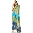 thumbnail image 3 of Sakkas Catia Women's Boho Casual Long Maxi Caftan Dress Kaftan Cover-up LougeWear - 17-Green - One Size, 3 of 5