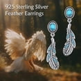 thumbnail image 6 of Feather Earring 925 Sterling Sliver Natural Turquoise Stone Eagle Feather Gift for Women, 6 of 6