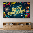 thumbnail image 5 of Neon Style Happy Birthday Banner with Balloons Fireworks Cake Backdrop Party Supplies Birthday Decoration Photography Props Birthday Party Decorations, 5 of 8