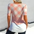thumbnail image 7 of Wycnly Womens Shirts V-Neck Short Sleeve Color Patchwork Summer Cute Tops Sexy Hollowed Lightweight Pleated Swing Tunic Blouses Pink s Clearance Clothes, 7 of 7