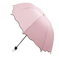 thumbnail image 1 of MasteelfCA Triple Folding Dome Ruffled Parasol Sun Rain Umbrella Anti-UV Parasol (Pink), 1 of 6