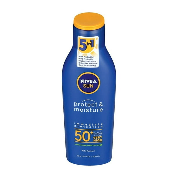 Ver weg onvergeeflijk voetstappen Nivea Sun Protect & Moisture Sun Lotion Spf50+ Sunscreen 200ml - Walmart.com