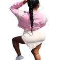 thumbnail image 3 of Veste Universitaire pour Femmes à Manches Longues, Veste de Baseball Courte, Manteaux Bomber, Mode Mode Urbaine, 3 of 9