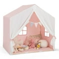 thumbnail image 1 of Costway Kid's Play Tent Toddler Playhouse Castle Solid Wood Frame with Washable Mat Pink Pink, 1 of 10