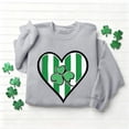 thumbnail image 4 of St. Patrick's Day Sweatshirt for Women Crewneck Long Sleeve Striped Heart with Shamrock Graphic Ribbed Trim Loose Fit Festive Holiday Top, 4 of 6