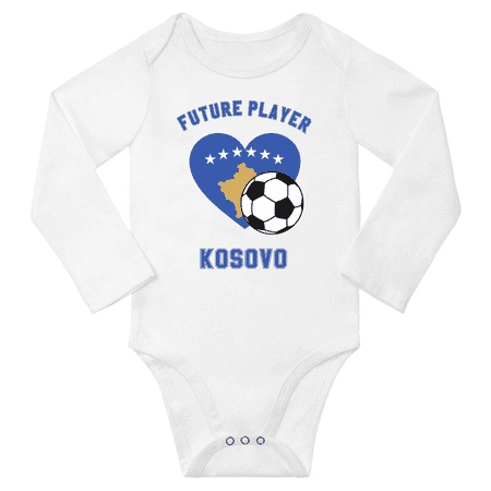 

Future Kosovo Soccer Player Baby Long Slevve Rompers Clothes Outfits (White 12-18 Months)