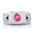 thumbnail image 2 of Gem Stone King Men's 925 Sterling Silver Round Pink Mystic Topaz and Black Diamond Ring (2.03 Cttw, Available in Size 7, 8, 9, 10, 11, 12, 13), 2 of 5