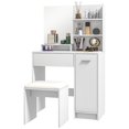 thumbnail image 1 of White Vanity Set with Mirror & Stool - Makeup Table with Storage for Bedroom - 80” Tall Dressing Table with Adjustable Shelf & PU Leather Seat, 1 of 7