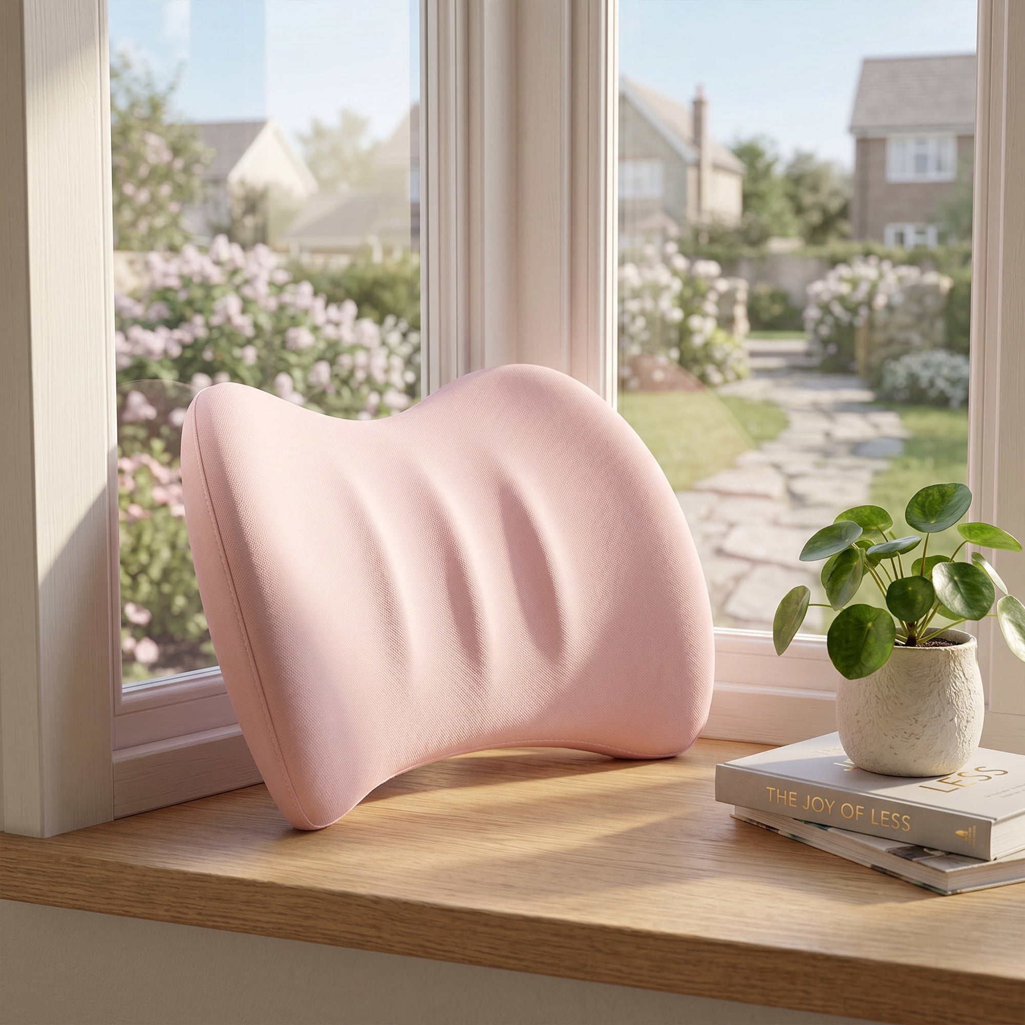 Unique Bargains Lumbar Support Pillow Memory Foam Back Support Pink 16.5" x 3.9" x 12.2"