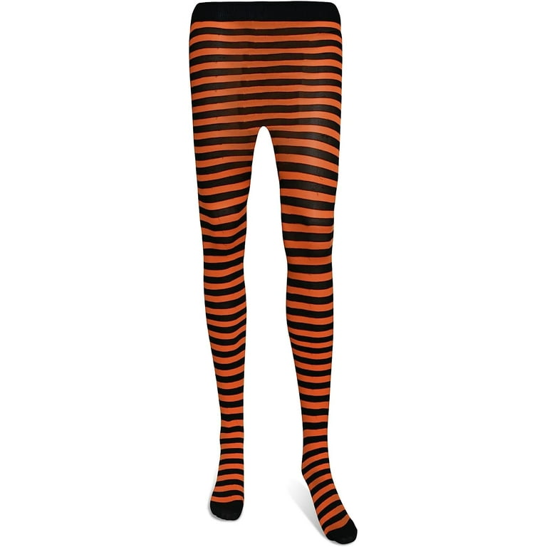Skeleteen Black and Orange Tights - Striped Nylon Stretch Pantyhose  Stocking Accessories for Every Day Attire and Costumes for Teens and  Children