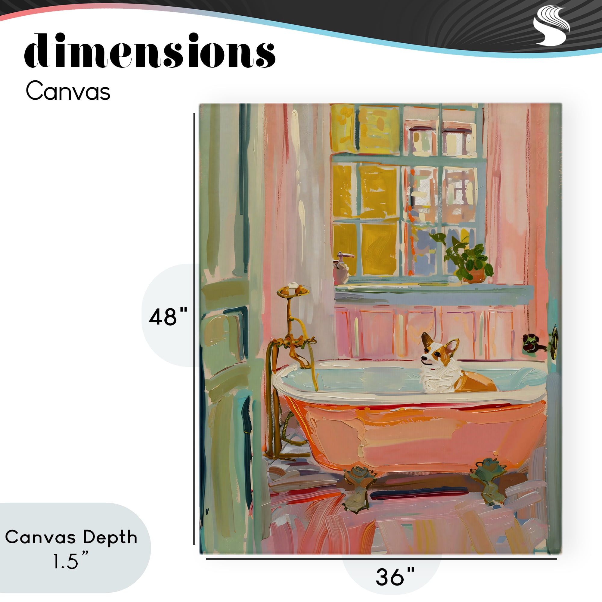 Stupell Industries Corgi in Bathtub Canvas Wall Art, design by The Prints Vibe