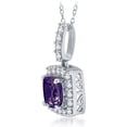 thumbnail image 2 of Arista Created Square Amethyst and Round White Sapphire Sterling Silver Women's Halo Pendant, 18", 2 of 2