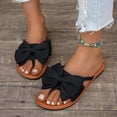 thumbnail image 5 of Miluxas Women's Solid Color Bow Flat Sandals Slip On Open Toe Flip Flops Slide Sandal Black 6(37), 5 of 9