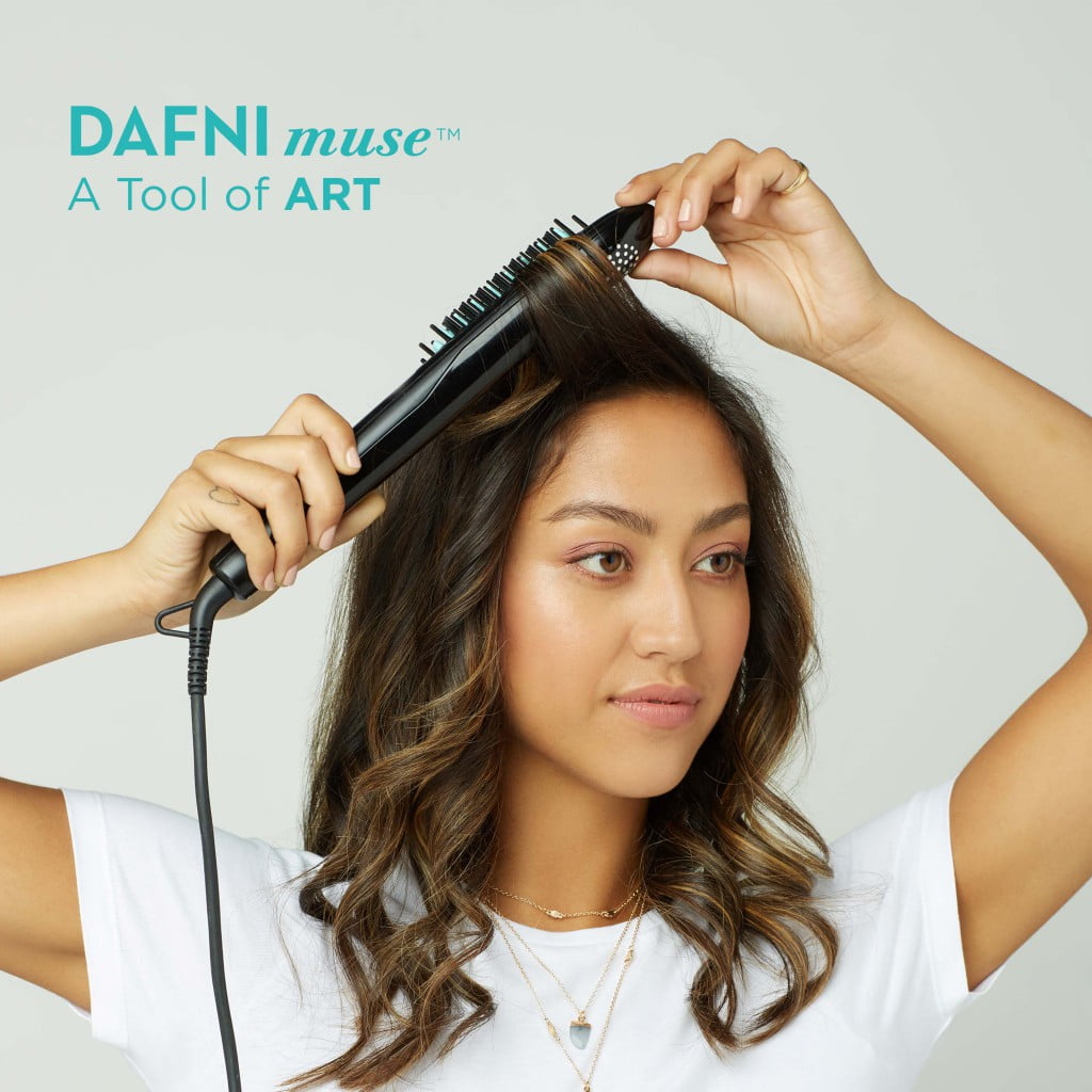 DAFNI Muse Hair Styling and Straightening Brush, Black & Green