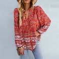 thumbnail image 1 of Blusas sueltas de manga larga Nikou Camisas bohemias casuales para mujer con estampado floral, 1 of 6