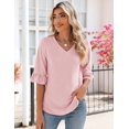 thumbnail image 2 of Camisa LOMON Summer para mujer, manga 3/4, túnica, rosa claro, 2 of 6