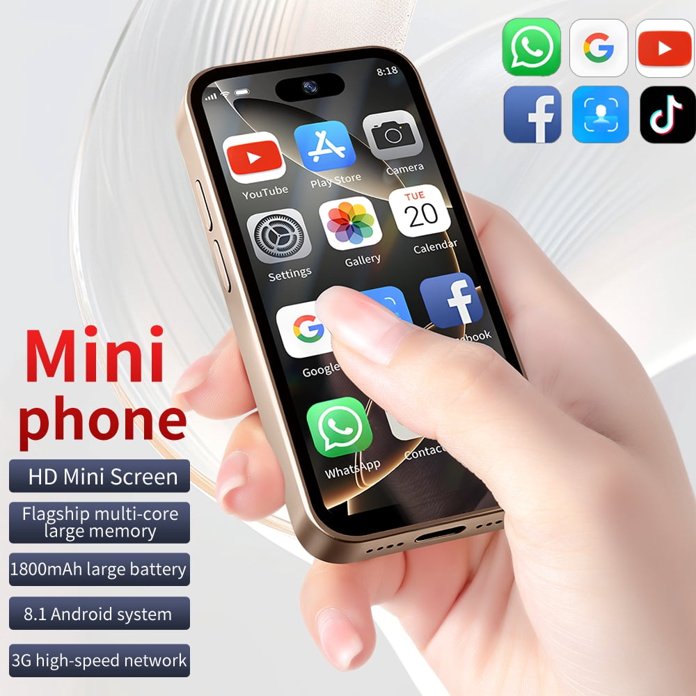Mini Smartphone Unlocked 3.75 Inch Android Quad Core 2G+16G 2.0MP Dual SIM High Definition Mini Phones Unlocked 3G Mobile Small Smartphone (Black)
