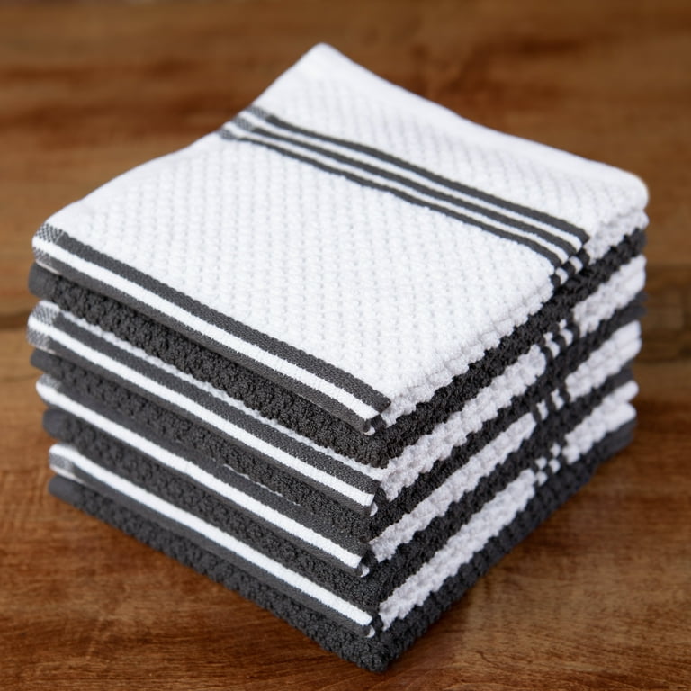 Clorox Dish Cloths - 6 Count (2 Packs of 3 Cloths), White With Grey Stripe