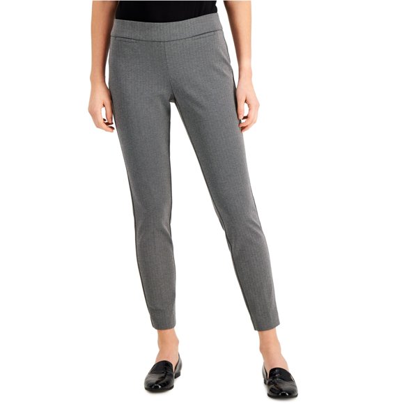 Kasper Womens Herringbone Casual Cropped Pants black 2P/25