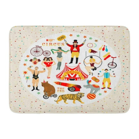 Thai Silver Snake - KDAGR Circus Vintage Collection The Strong Man Siamese Twins Entertainer Air Acrobat Snake Lady Juggler Doormat Floor Rug Bath Mat 23.6x15.7 inch