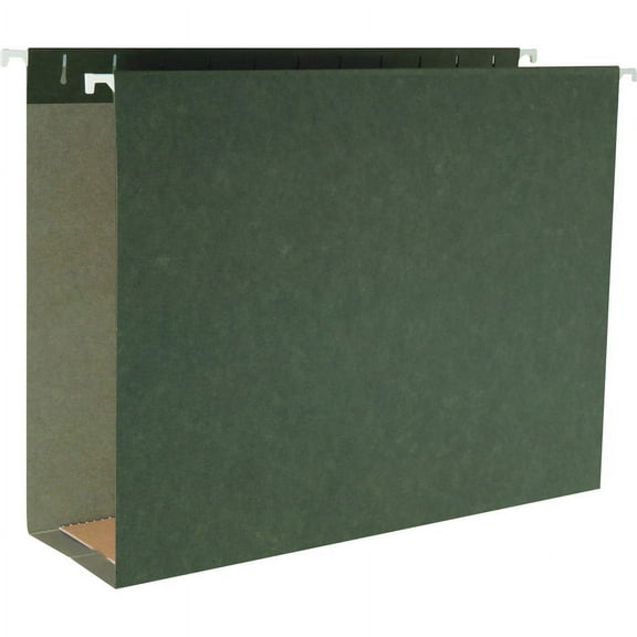 Business Source 1/5 Tab Cut Letter Recycled Hanging Folder - 8 1/2" x 11" - 3" Expansion - Standard Green - 10% Recycled - 25 / Box | Bundle of 2 Boxes