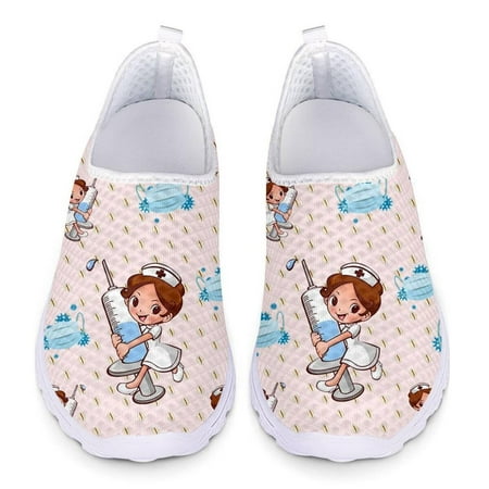 

Big Size Summer Ladies Sneakers Cartoon Nurse Pattern Loafers Woman Slip On Flats Shoes Gradient Casual Shoes For Women Footwear