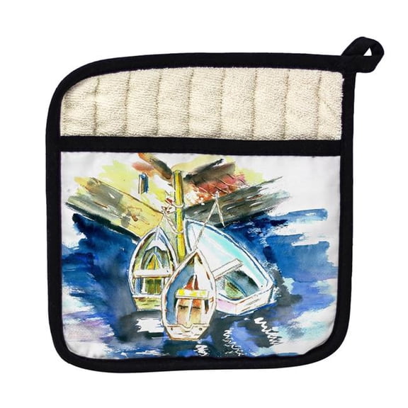 Betsy Drake PT226 Three Row Boats Pot Holder