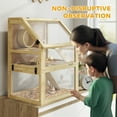 thumbnail image 6 of PawHut Wooden Hamster Cage, 3 Tier Small Animal Cage with Detachable 12.6" Deep Bottom, Hut, Seesaw, Exercise Wheel, Ramps, for Dwarf, Gerbil, Mouse, 6 of 9