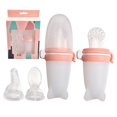 thumbnail image 1 of 3 in 1 Baby Feeding Bottle 3pcs Soft Nipple Portable Elastic Silicone Teething Feeding Bottle Light Orange, 1 of 4